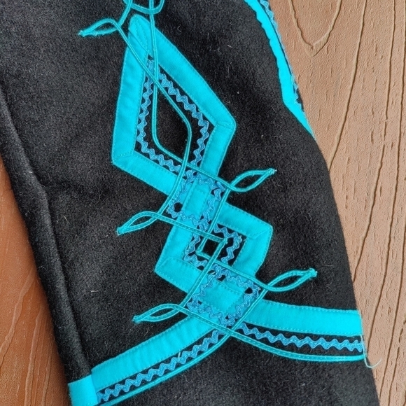 Boho Western Fancy Riding Show Coat Matador Jacket Detailed Black and Blue L XL - Picture 4 of 16